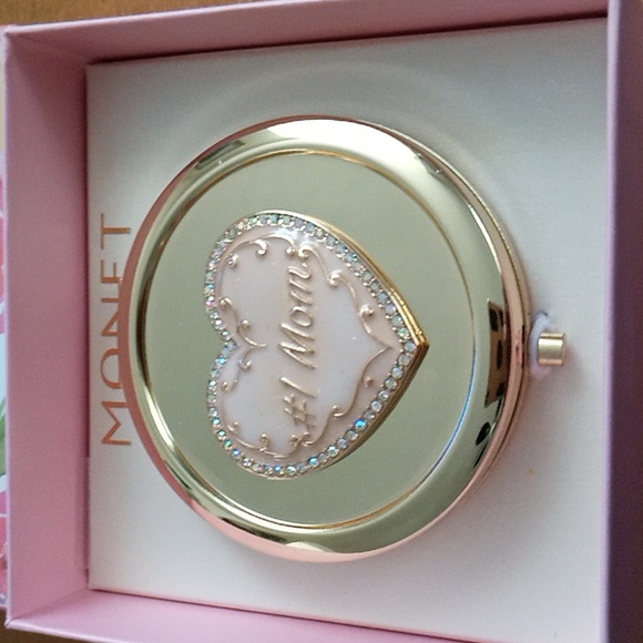 Monet Compact Double Mirror Pink #1 Mom Heart - Picture 2 of 5